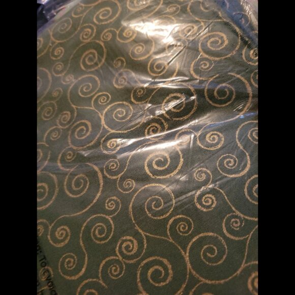 2 yards. Metallic scrolls green fabric - Picture 2 of 2